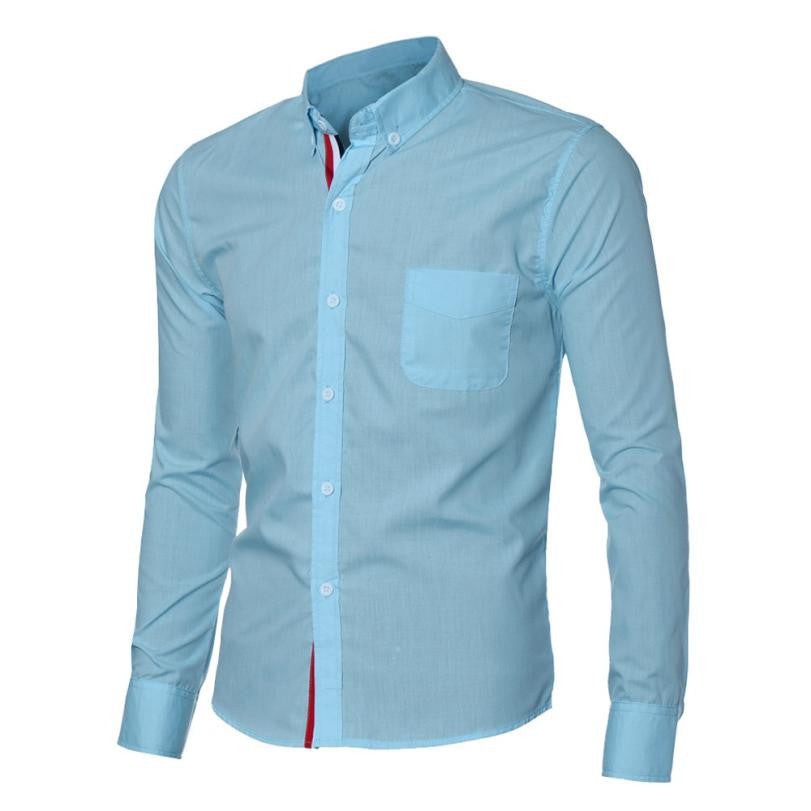 Navy Blue/Light Blue/White Mens Button Shirt Chemise Homme Slim Fit Long Sleeve Men Shirts Famous Brand Social Shirt