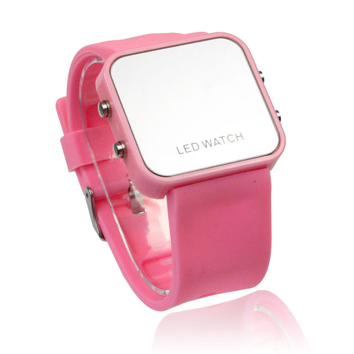 LED Calendar Day/Date Silicone Mirror Watch