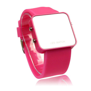 LED Calendar Day/Date Silicone Mirror Watch