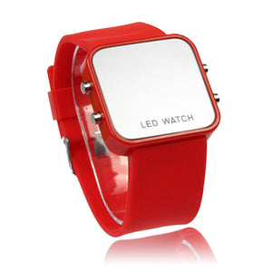 LED Calendar Day/Date Silicone Mirror Watch