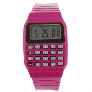 Unsex Silicone Multi-Purpose Time Electronic Wrist Calculator Watch