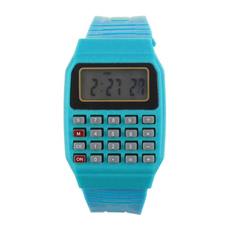Unsex Silicone Multi-Purpose Time Electronic Wrist Calculator Watch