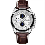 Men Watches Fashion Genuine Leather Chronograph Watch Clock for Gentle Men