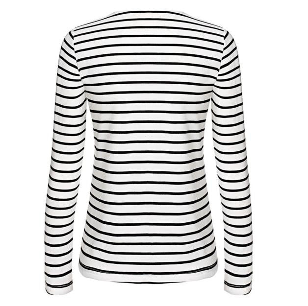 Women Stripe Long Sleeve Casual Tops T-Shirt Blouse