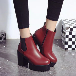 Women Boots Square Heel Platforms Leather Thigh High Pump Boots  Shoes