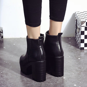 Women Boots Square Heel Platforms Leather Thigh High Pump Boots  Shoes