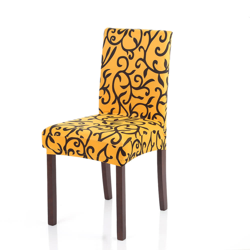 High Quality Stretch Removable Washable Short Dining Chair Cover Soft Milk Silk Spandex Printing Chair Cover Slipcover for Wedding Party Hotel Dining Room Ceremony Chair Seat Covers