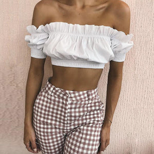 Women Sleeveless Tops Off The Shoulder Blouse T Shirt Vest