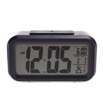 Novelty Light Sensor White LED Backlight Digital LCD Display Electronic Alarm Clock with Time /Calendar /Snooze